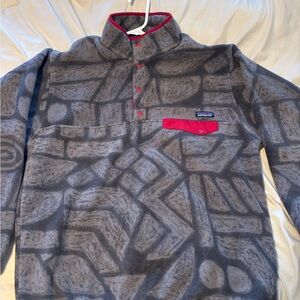 Patagonia Gray and Red Synchilla Pullover